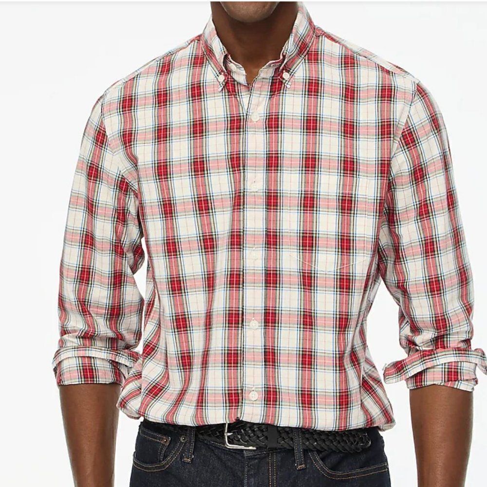 J. Crew Factory bb708 Holiday Tartan Flex Casual Shirt For Men size xL NWT